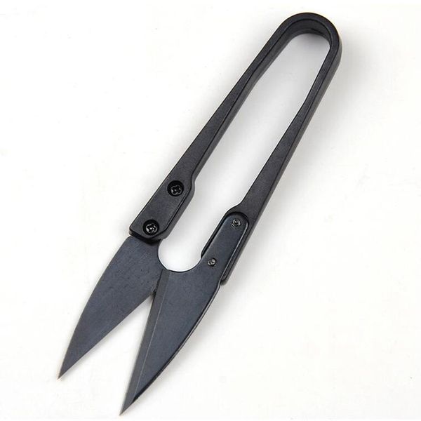 500 pçs / lote u forma linha tesoura tesoura preto alto-carbono bordado bordado de costura cortador de costura scissor