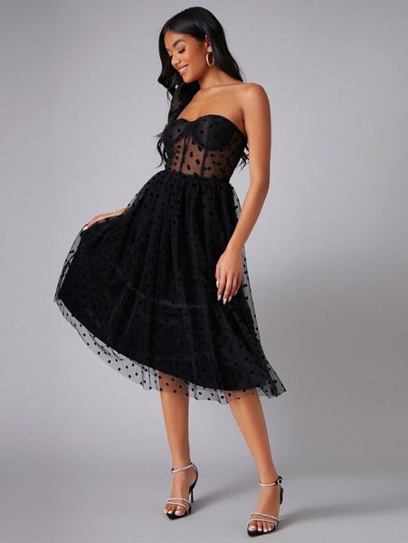 

mesh insert tube dress 27k9#, Black;gray