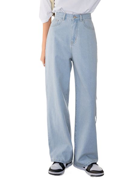 

dazy slant pocket straight leg jeans p3ln#, Blue