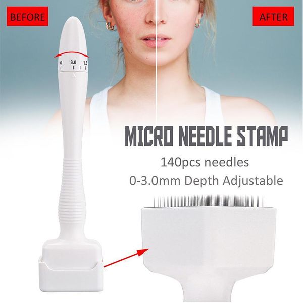 Timbro Derma Microneedling regolabile Microneedle professionale Pelle stupefacente per il viso 140 Perni in titanio Derma Roller Alternativa