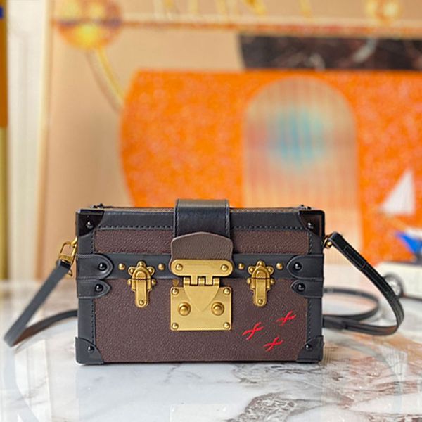 

lvvl bag handbags small petite malle box crossbody bags old flower real leather removable strap classic cluth hand wallets handbags purse