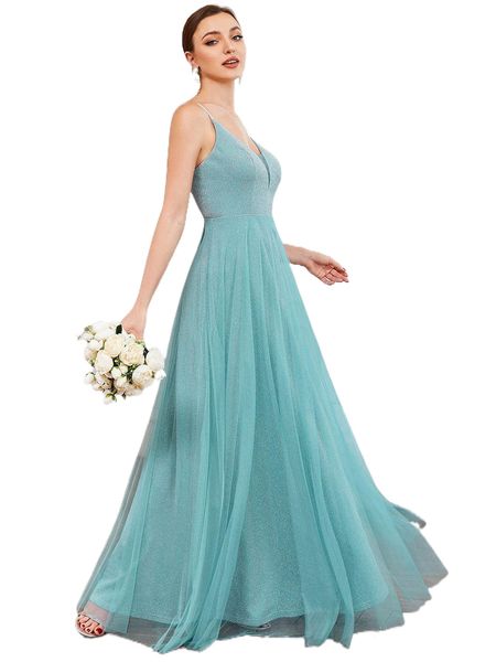 

ever-pretty mesh panel glitter cami bridesmaid dress b1pv#, White;black