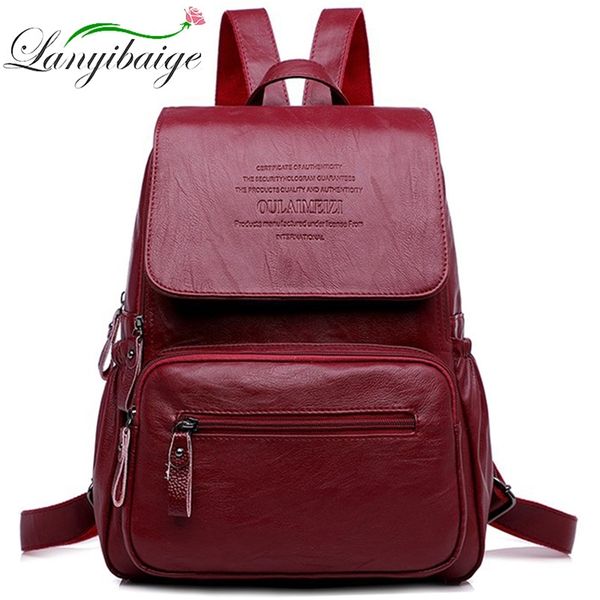 

women leather backpacks ladies bagpack luxury designer large capacity casual daypack sac a dos girl mochilas 220514