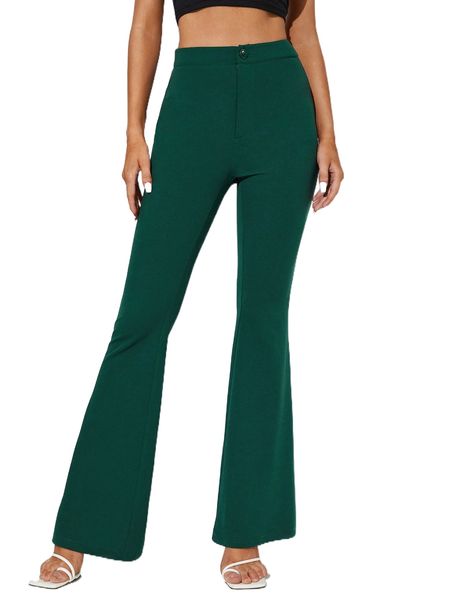 

tall high waist flare leg pants 1567#, Black;white
