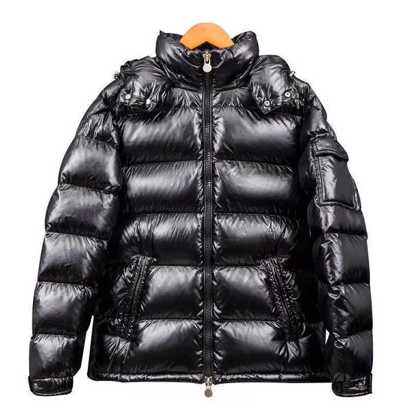 

mens and womens designer jacket down coat white duck goose down thickened cold proof hooded warm winter outdoor leisure solid, Black