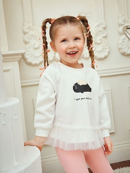 

x wang xx toddler girls slogan & cartoon graphic she, Blue