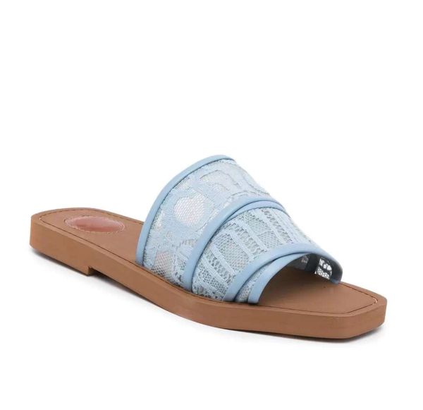 Top Luxury Woody Sandali con diapositive in pelle da donna Sandali con cinturino in pizzo Sandali da spiaggia da donna all'aperto Pantofole casual Scarpe da passeggio comode da donna EU35-42