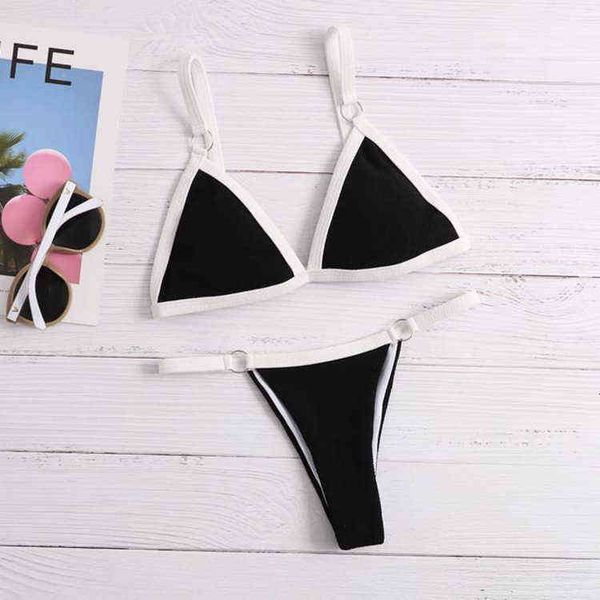 

bikini color triangle contrast swimming suit bikini, White;black