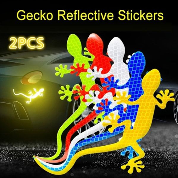 

2pcs reflective gecko car stickers 3d stereo stickers creative car tail logo decorative supplies body scratch masking stickers