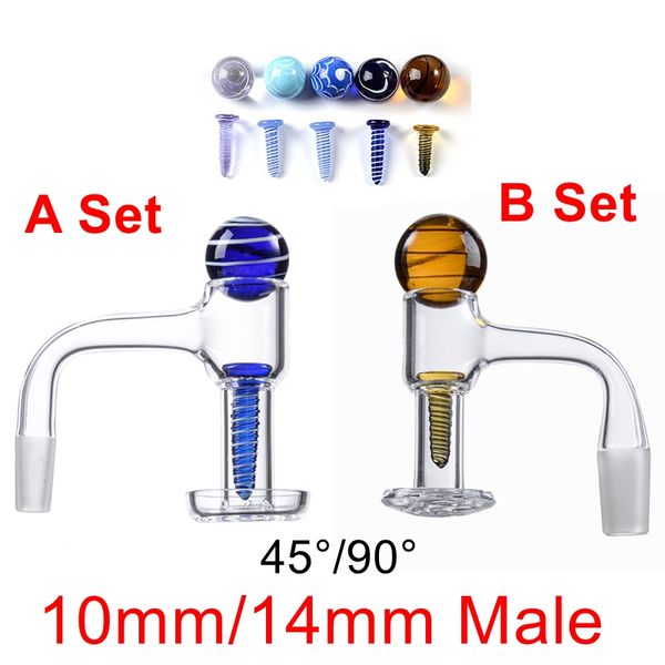 Senza saldatura Full Weld Smoking Terp Slurper Blender Spin Quartz Banger con set di sfere a vite in marmo di vetro 10mm 14mm maschio femmina Chiodi con bordo smussato per bong Rigs