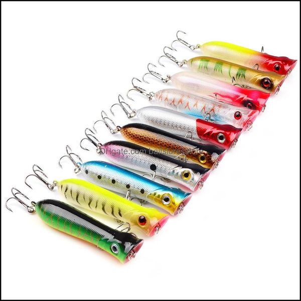 

50pcs 80mm 10.7g popper fishing lures 3d eyes bait wobblers carp tackle 10 colors drop delivery 2021 baits sports outdoors bgnqr