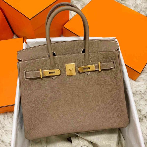 

high version birkins first layer cowhide h bag fashion versatile one shoulder handbag litchi bk