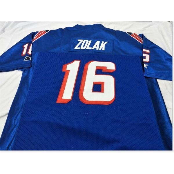 Chen37 Hot Men Blue White Scott Zolak #16 Equipe emitida em 1990 Game Weatn Retro College Jersey Size S-5xl ou personalizado qualquer nome ou número Jersey