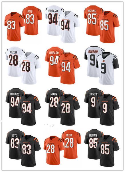 

men women youth cincinnati''bengals''jersey 9 joe burrow 28 joe mixon 83 tyler boyd 85 tee higgins 94 sam hubbard footba, Black;red