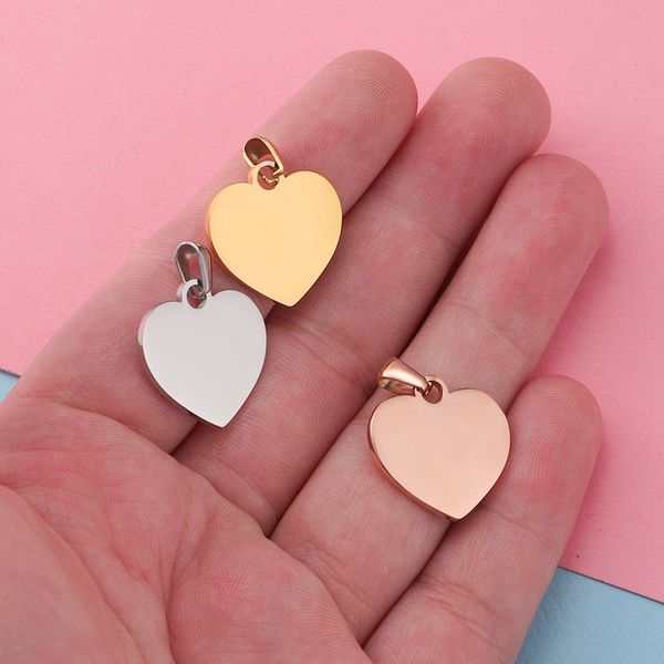 

stainless steel mirror polished 20mm heart tag charms pendant for bracelet necklace diy jewelry making charms, Bronze;silver