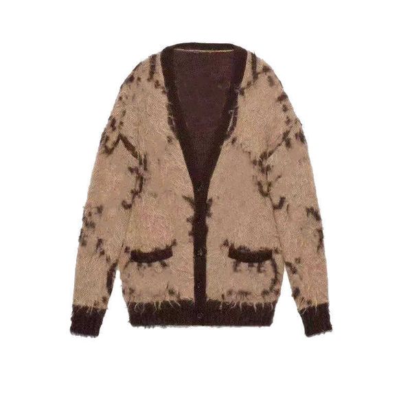 

new designer women's sweater autumn round neck striped fashion long sleeve jacket high end jacquard cardigan knitting letter printing, White;black