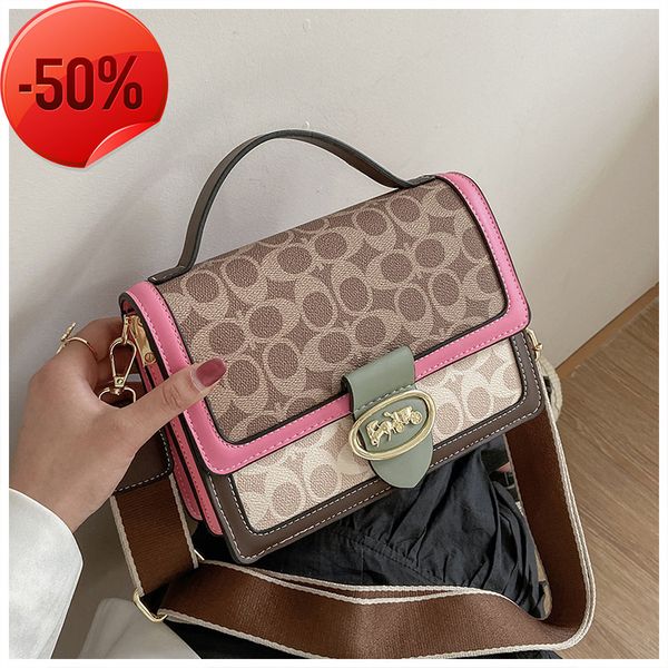 

luxury designerfamily c contrast women's new fashion single shoulder messenger printed letter texture portable small square bag