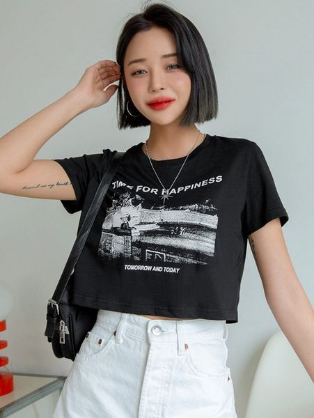 

dazy slogan graphic crop tee j0uo#, White