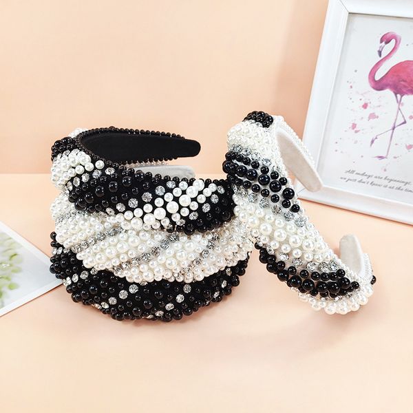 

new luxury rhinestone sponge headband retro ladies high cranial pressure hair headband high-grade thickening, Silver