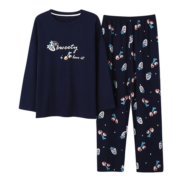 

large size -5xl women pajamas sets soft nightwear autumn winter long sleeve pyjamas cartoon print sleepwear female pijamas muje 220329, Black;red