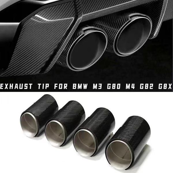 4 PCs Automobile Exaustos de carbono Sistema de exaustão de tubo para BMW M3 G80 M4 G82 G83 G8X Performance G83 Desempenho brilhante Fosco de aço inoxidável silenciador de silencioso bocais