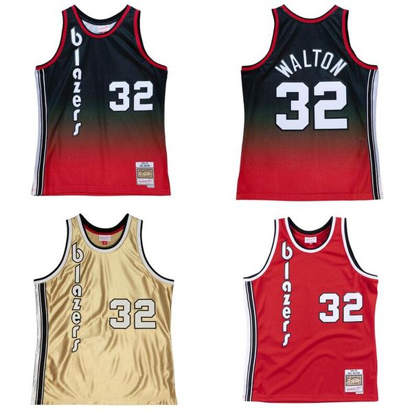 

stitched bill walton basketball jersey s-6xl mitchell & ness 1976-77 mesh hardwoods classics retro version men women youth jerseys, Black;red