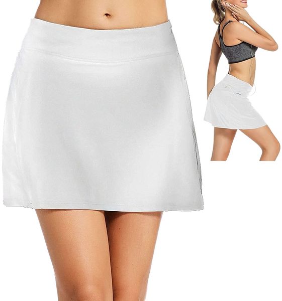 

women's athletic skorts tennis lightweight active skirts inner pockets running golf workout sports 56sp#, White;black