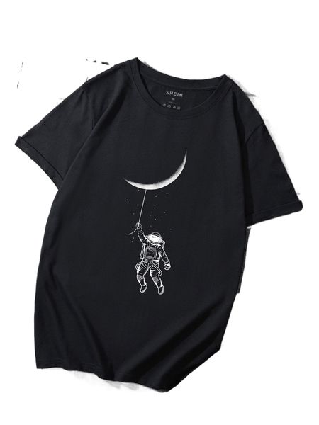 

men moon & astronaut print tee z0rh#, White;black