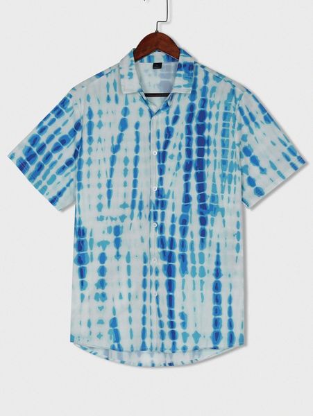

romwe guys tie dye button front shirt a634#, White;black