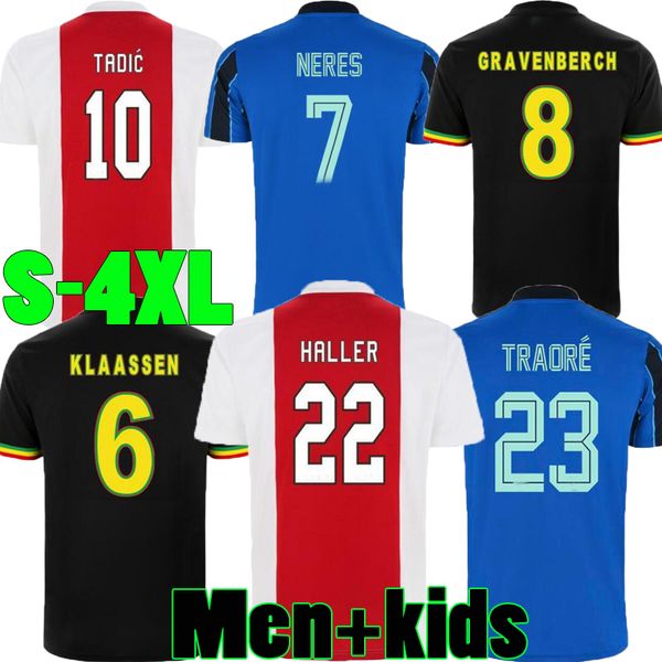 

21 22 black marley home away third soccer jerseys antony kit 2021 2022 ajaxs 3rd black cruyff haller football shirts men + kids sets s-4xl, Black;yellow