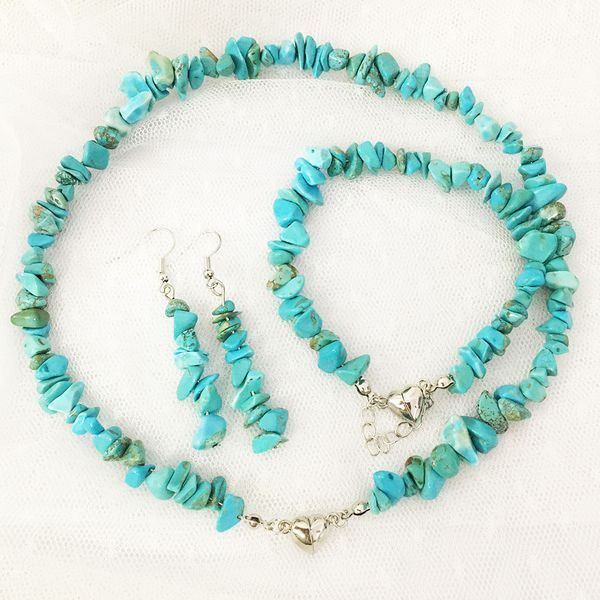 

1 set small numerous colors gravel earrings necklace bracelet set love magnetic buckle natural stone sapphire jewelry, Black