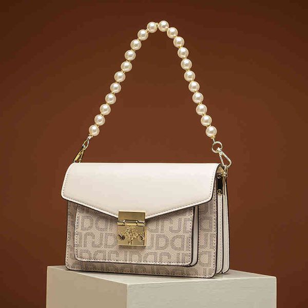 

fashion trend new ladies luxury brand designer bag wholesale 2022 pearl chain strip single shoulder diagonal multi compartment small square