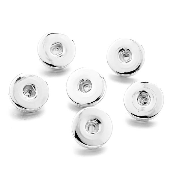 Ciondoli base con bottone a pressione allo zenzero da 18 mm in metallo color argento per accessori per la creazione di gioielli in pelle con bottoni a pressione fai-da-te