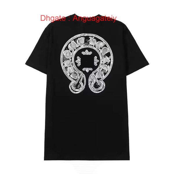 

summer fashion mens t shirts horseshoe flower tees ch brand man cross t-shirts sanskrit letter designer tshirts luxury boy hip hop sweater w, White;black