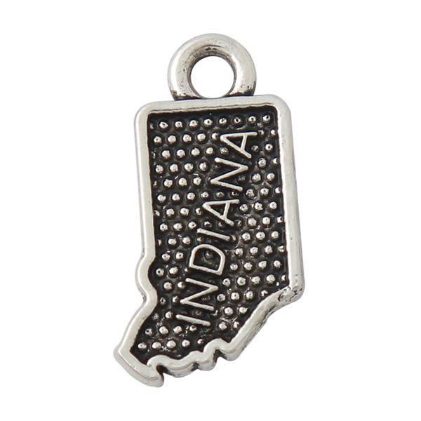 

wholesale fashion alloy american states of indiana map charms vintage jewelry accessories 10*18mm aac033, Bronze;silver