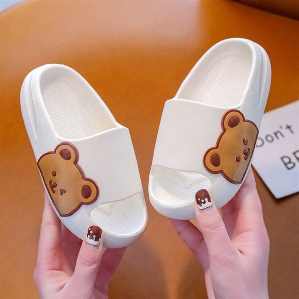 

childrens beach for boys girls home shoes summer thick flip flops soft pillow slides outdoor bear slippers infant 220616, Black;grey