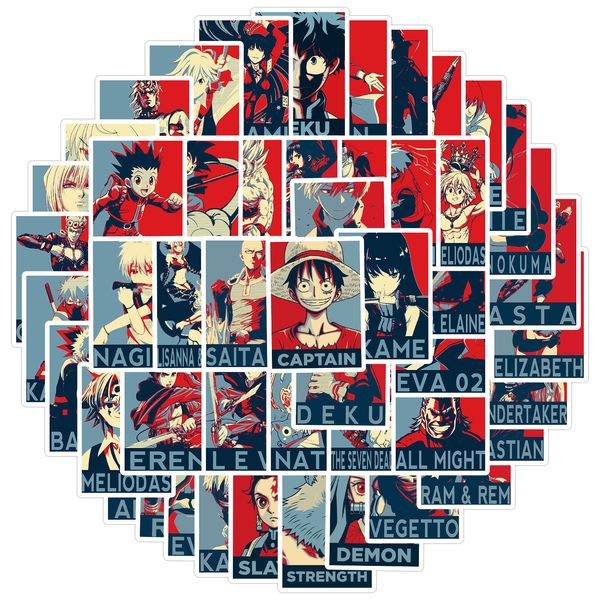 

new 50pcs mix anime characters demon slayer attack on titan stickers graffiti kids classic toy phone lapluggage sticker decals