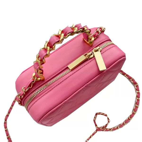 

fm trend mini cosmetic bag lambskin leather classic quilted plaid gold metal chain tote bag designer luxury ladies french one shoulder cross