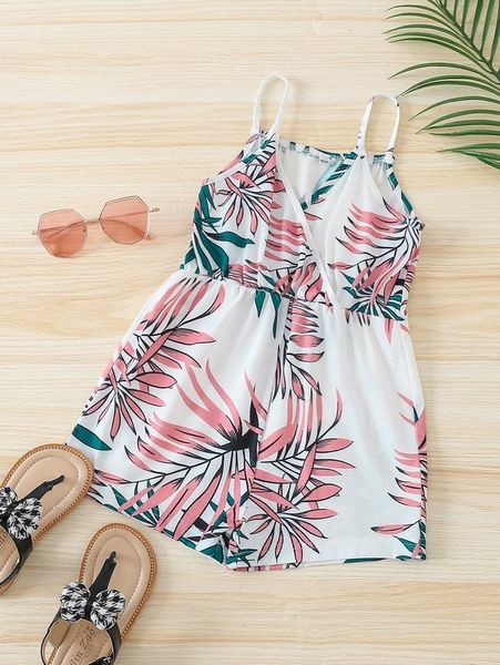 

toddler girls plants print cami romper she, Blue