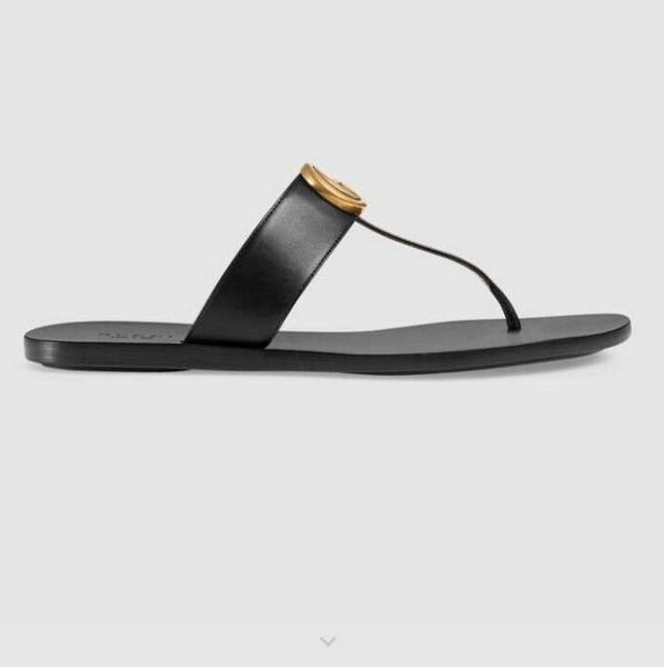 

slipper designer slide summer sandals fashion men beach indoor flat flip flops leather lady women shoes ladies slippers size 35-45 with box, Black