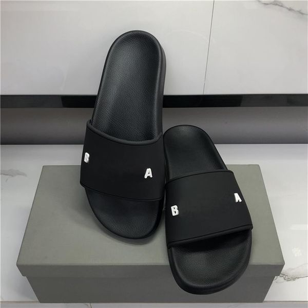 

mens womens slipper three-dimensional font shoes slide summer fashion wide flat sandals flip flop with box size 36-46265a, Black