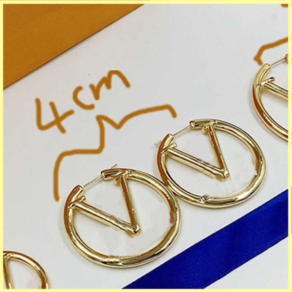 

women hoops earrings fashion womens big circle simple earring jewelry luxurys designer earrings letter l stud earring wholesale with box1, Golden;silver