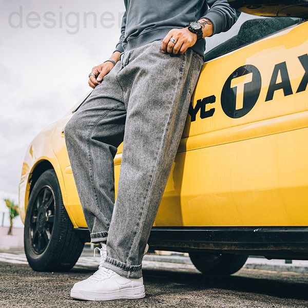 

men's jeans designer casual straight men's wide leg pants jeans are versatile. thick legs loose and fat. overweight spring summer, Blue