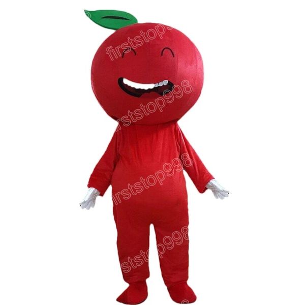 Costume della mascotte della mela rossa di Halloween Personaggio dei cartoni animati di alta qualità Personaggio a tema per adulti Tuta da pubblicità esterna natalizia per adulti