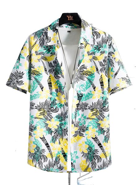 

men tropical print shirt without tee r01u#, White;black