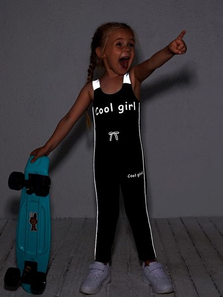 

toddler girls reflective letter graphic jumpsuit she, Blue