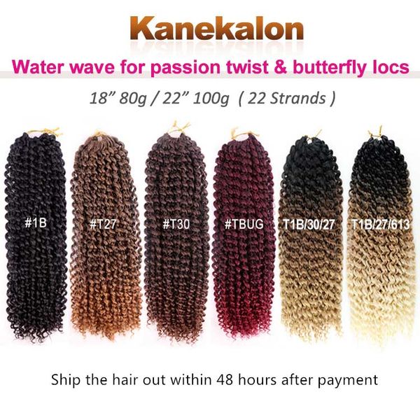 Cabelo de torção de paixão 18 22 polegadas 22 raízes ombre onda de água Cabelo de crochê longa Bohemian Braiding Hair Extensions