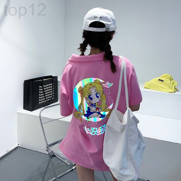 

women's t-shirt designer 2022 early spring new college beautiful girl warrior short sleeved t-shirt female loose korean chic student 6f, White