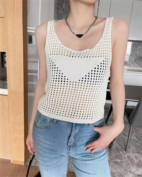 

women's tanks hollow out vests to super-fashionable women's t-shirts with triangular embroidered letters 4 colors, White