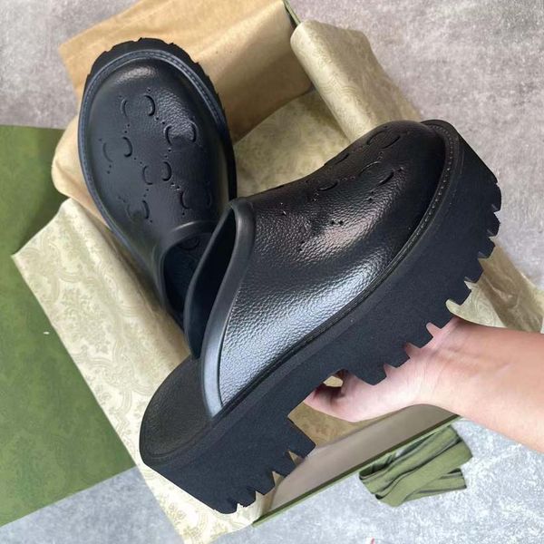 

luxury men summer slippers brand designer women ladies hollow platform indoor sandals fashionable lovely sunny beach woman shoes slipper, Black
